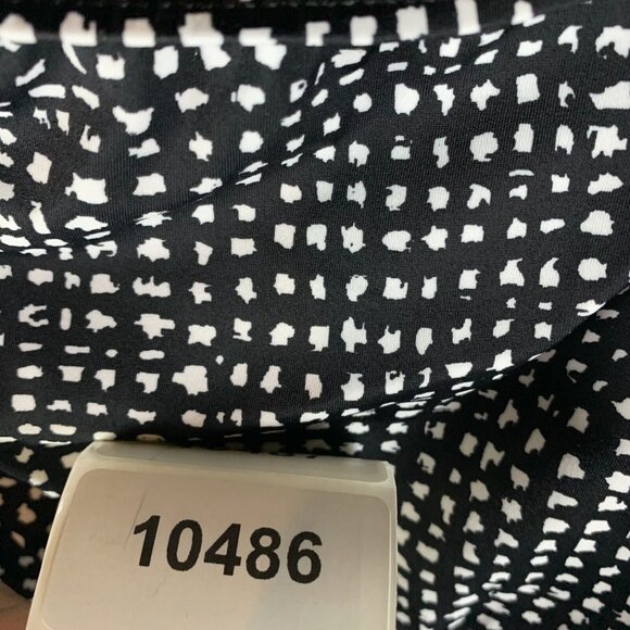 Swim Solutions Halter Tankini Top Women's 14 Black White Printed Triple Tiered - Picture 6 of 6